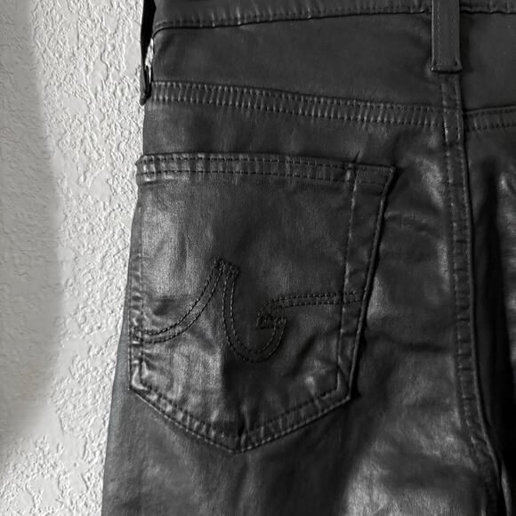 AG Adriano Goldschmied Quinne High Rise Faux Leather Black Jeans NWT Size 23 - Picture 9 of 9